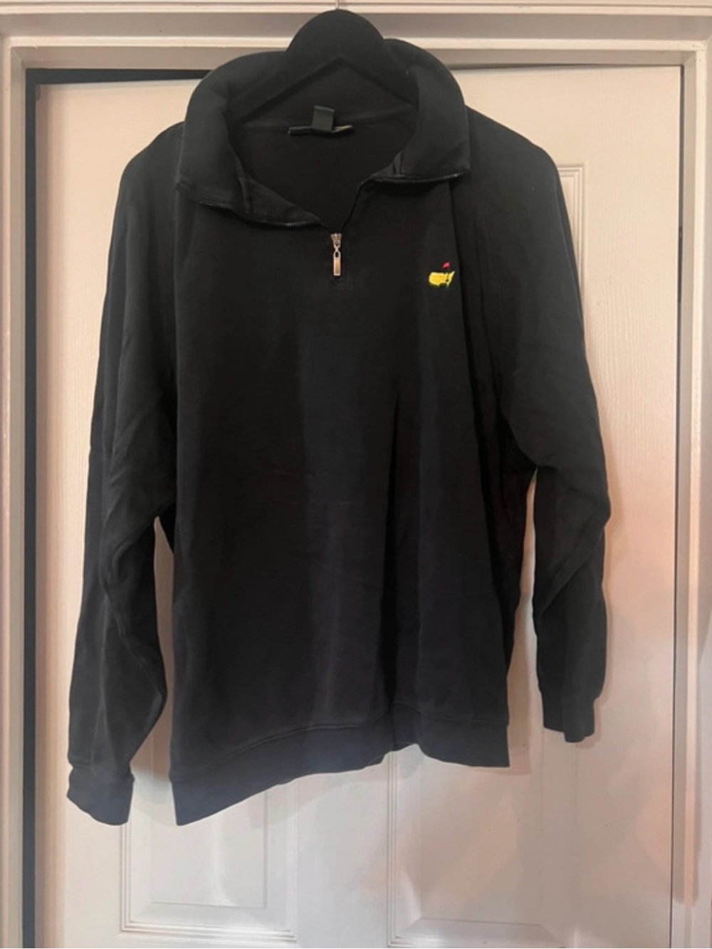 Masters Black Half-Zip Sweater with Small Yellow & Red Chest Logo